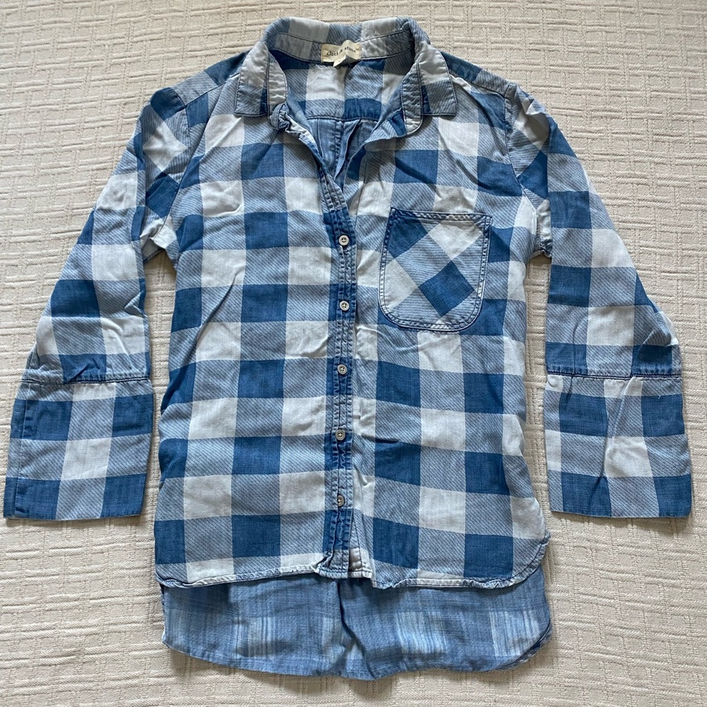 Anthropologie blue checkered shirt.